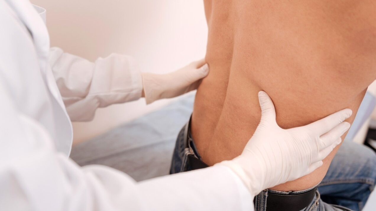 Éischt Untersuchung vun engem Patient mat nidderegen Réckschmerzen